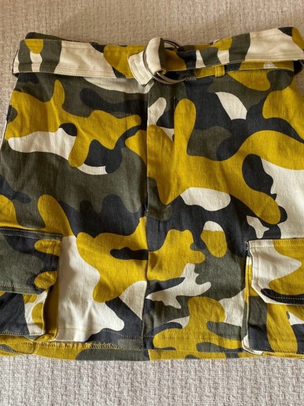 Fashion Nova Mustard & Olive Camo Mini Skirt - Picture 3 of 6